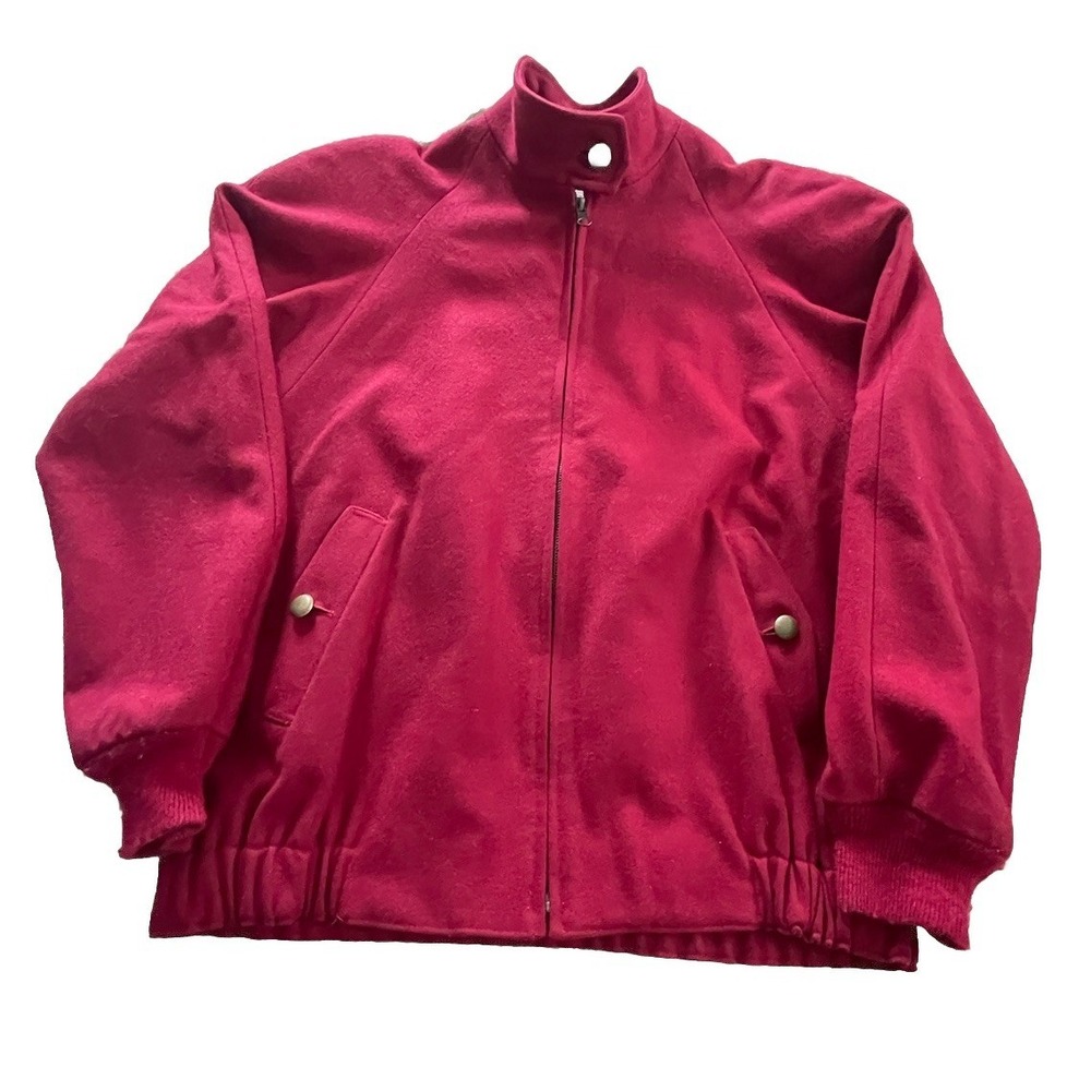 VTG Pendleton Virgin Wool Coat Bomber Jacket Women's Sz S Full Zip Red Rasberry